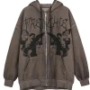 Outlet Angel Embroidered Zip-Up Jacket Hoodies