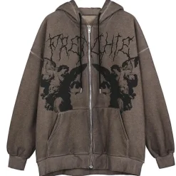 Outlet Angel Embroidered Zip-Up Jacket Hoodies