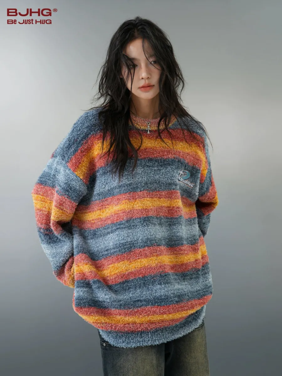 Outlet Contrast Painted Stripe Sweater Sweaters
