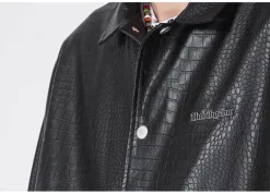 Best Croc Faux-Leather Biker Jacket Jackets