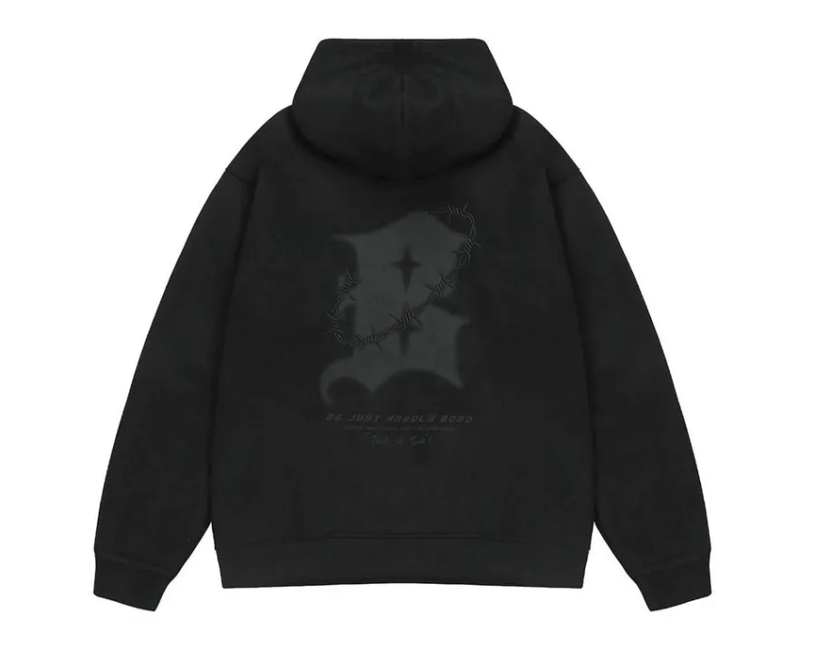 Sale Embroidered Thorns Suede Hoodie Hoodies