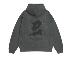 Sale Embroidered Thorns Suede Hoodie Hoodies