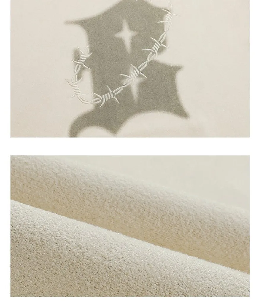 Sale Embroidered Thorns Suede Hoodie Hoodies