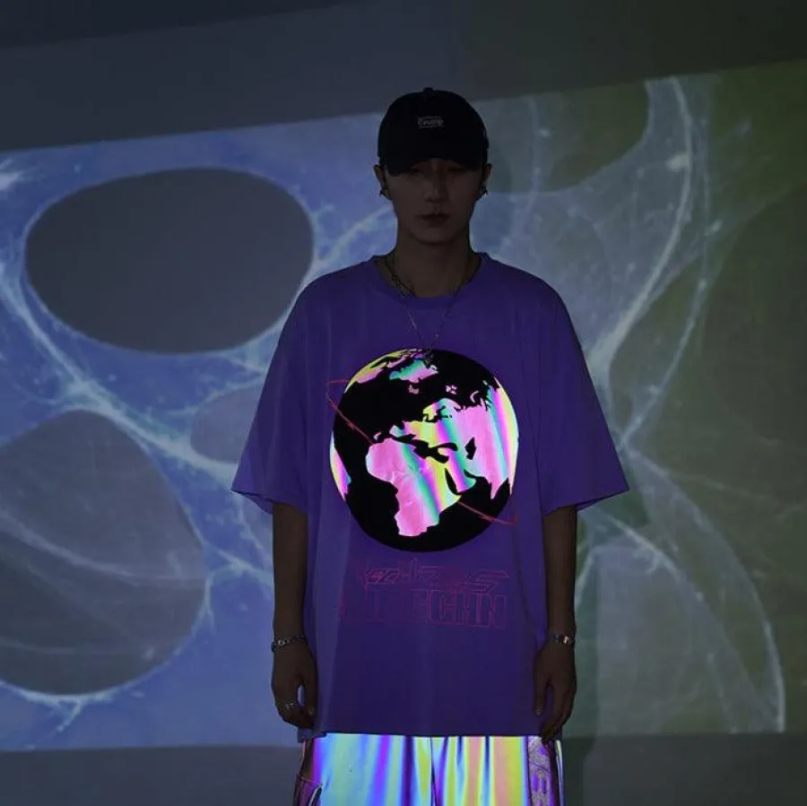 Best 3M Reflective Rainbow Earth Tee T-Shirts