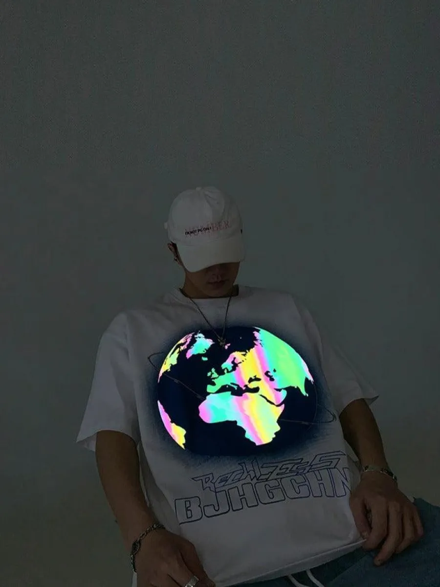 Best 3M Reflective Rainbow Earth Tee T-Shirts