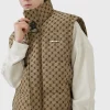 Hot Monogram Print Puffer Vest Jackets