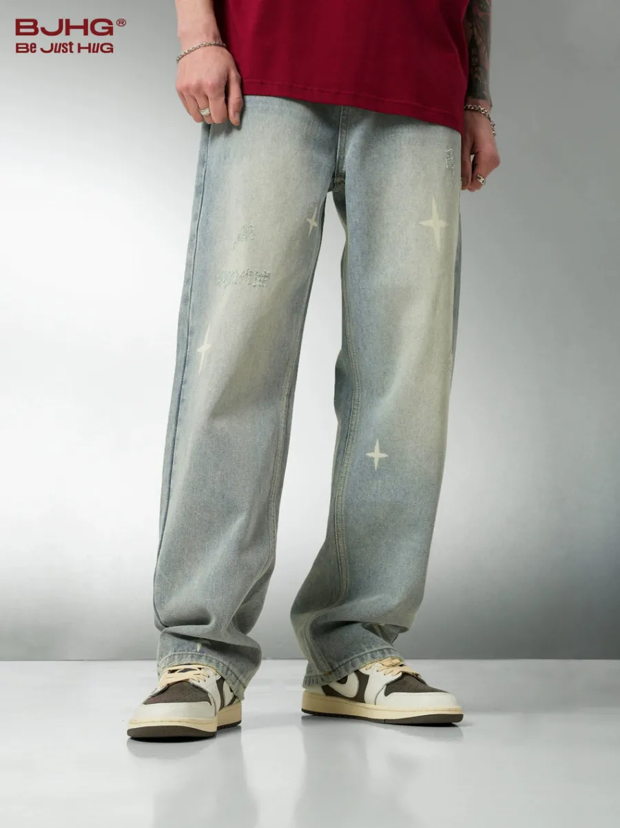 New Star Spike Washed Denim Jeans Jeans