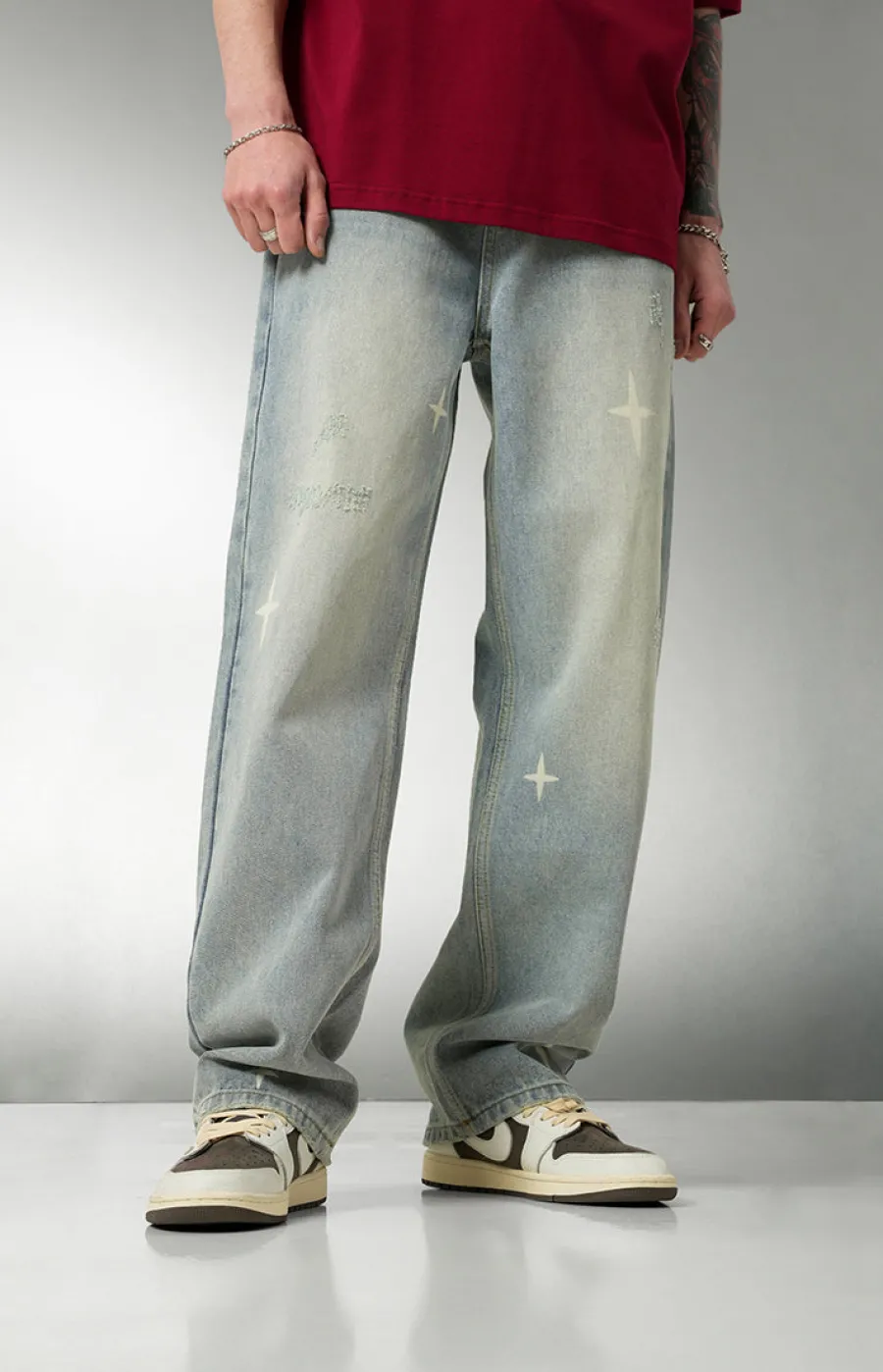 New Star Spike Washed Denim Jeans Jeans