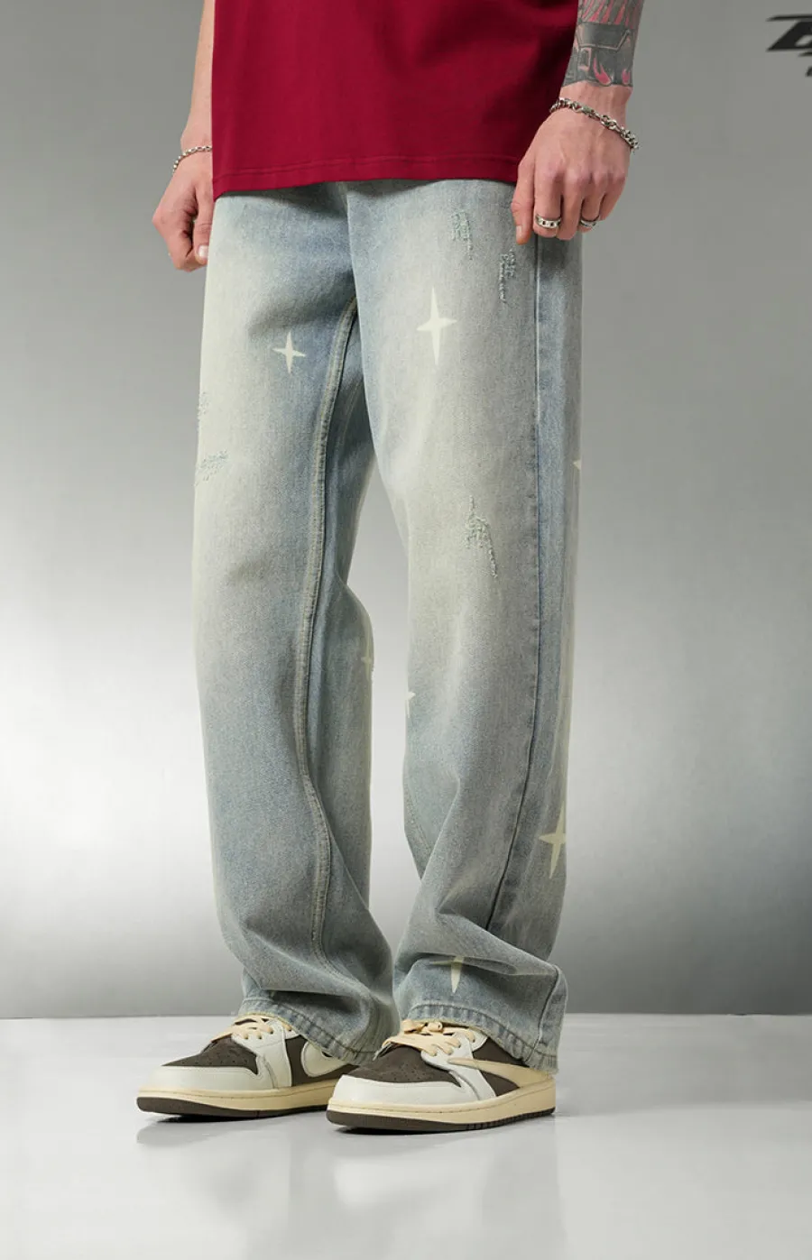 New Star Spike Washed Denim Jeans Jeans