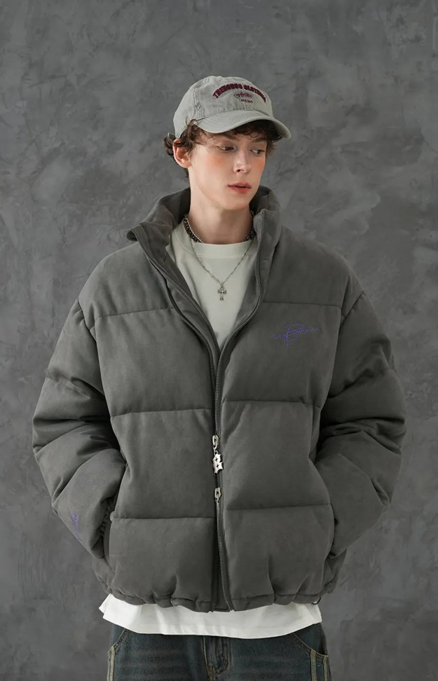Fashion Suede Puffer Jacket Jackets