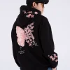 Discount Cherry Blossom Butterfly Embroidered Hoodie Hoodies