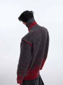 Sale Contrast Textured V-Neck Sweater Sweaters