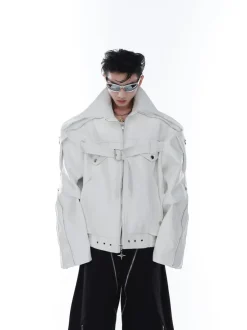 Fashion Pin-Buckle Biker Jacket Jackets