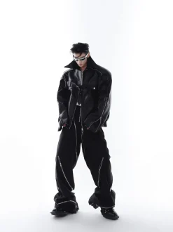Fashion Pin-Buckle Biker Jacket Jackets