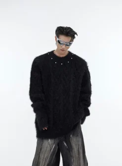 Fashion Studded Collar Sweater Sweaters