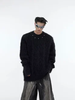 Fashion Studded Collar Sweater Sweaters