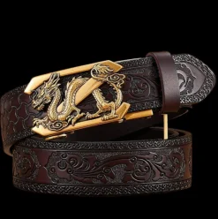 Online Embossed Z Dragon Pendant Leather Belt Accessories