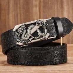 Online Embossed Z Dragon Pendant Leather Belt Accessories