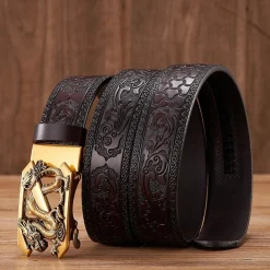 Online Embossed Z Dragon Pendant Leather Belt Accessories