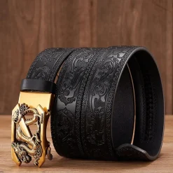 Online Embossed Z Dragon Pendant Leather Belt Accessories