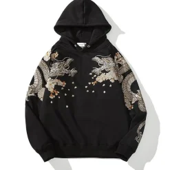 Clearance Embroidered Dragon Hoodie Hoodies