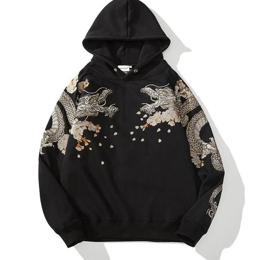 Clearance Embroidered Dragon Hoodie Hoodies