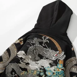 Clearance Embroidered Dragon Hoodie Hoodies
