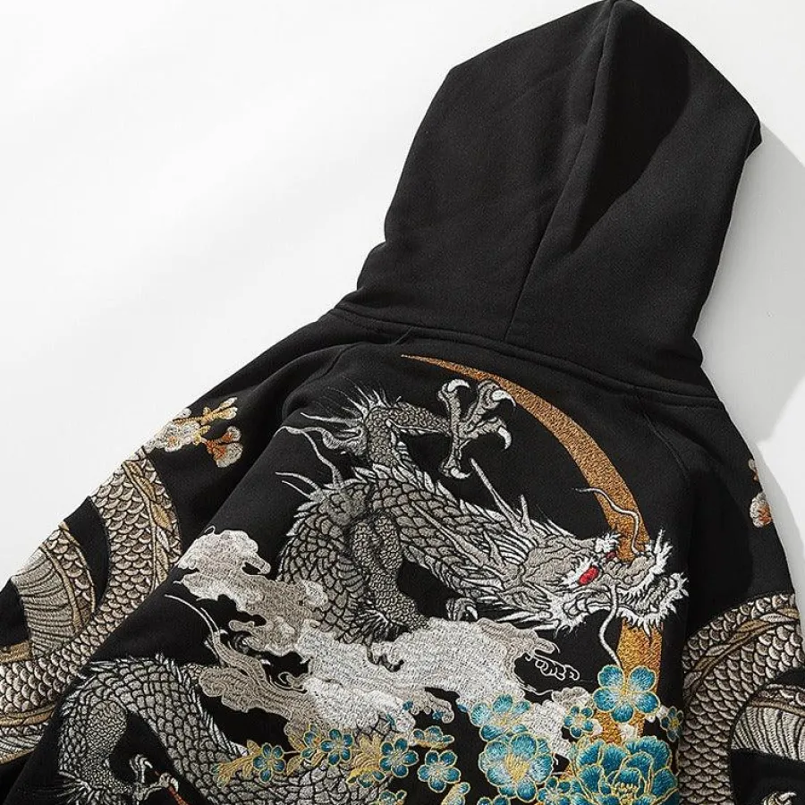 Clearance Embroidered Dragon Hoodie Hoodies