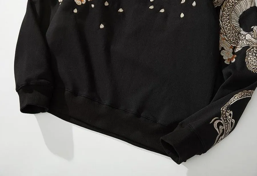 Clearance Embroidered Dragon Hoodie Hoodies