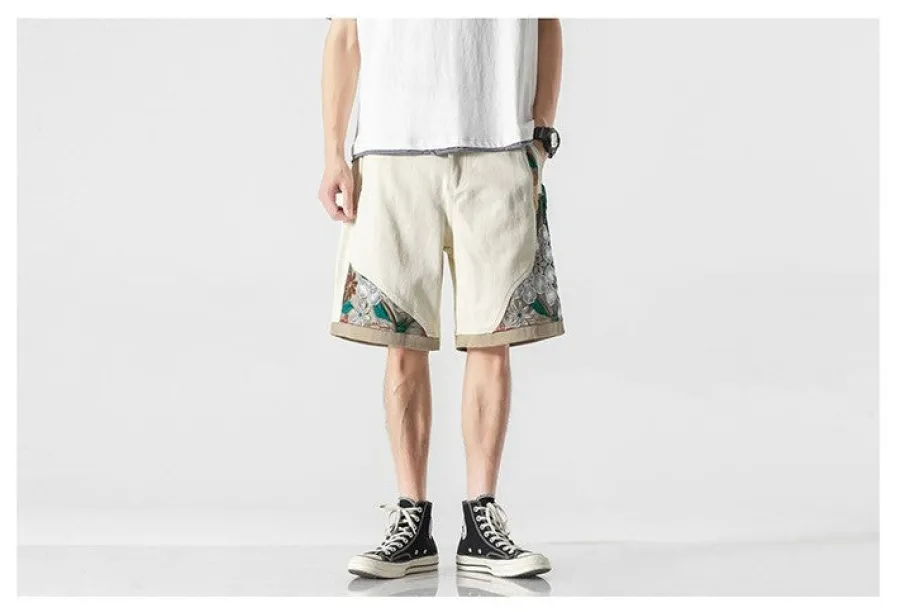 New Embroidered Floral Patchwork Shorts Shorts
