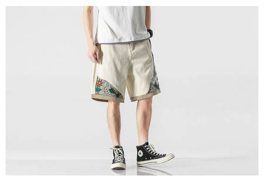 New Embroidered Floral Patchwork Shorts Shorts