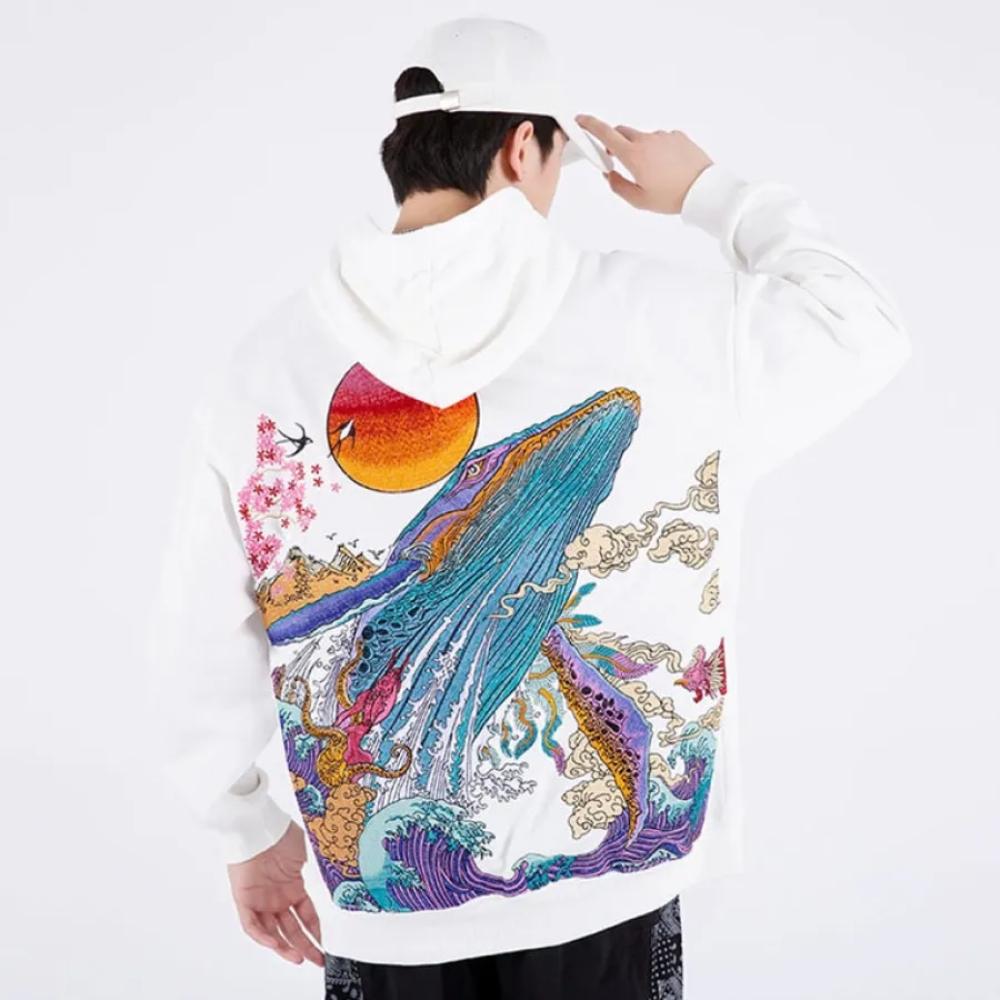 Hot Embroidered Ocean Hoodie Hoodies