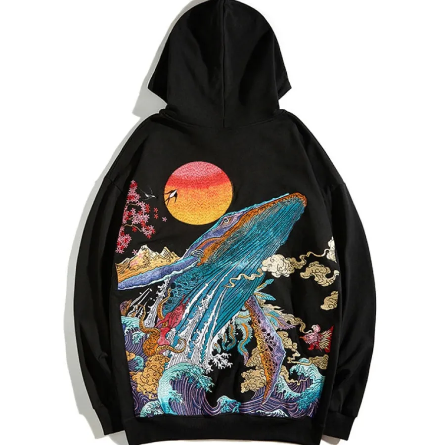 Hot Embroidered Ocean Hoodie Hoodies
