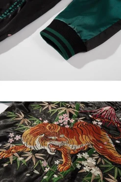 Fashion Embroidered Tiger Varsity Jacket Jackets