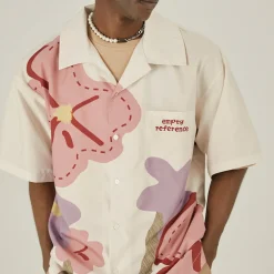 Sale Loose Floral Print Button-Up Shirt Shirts