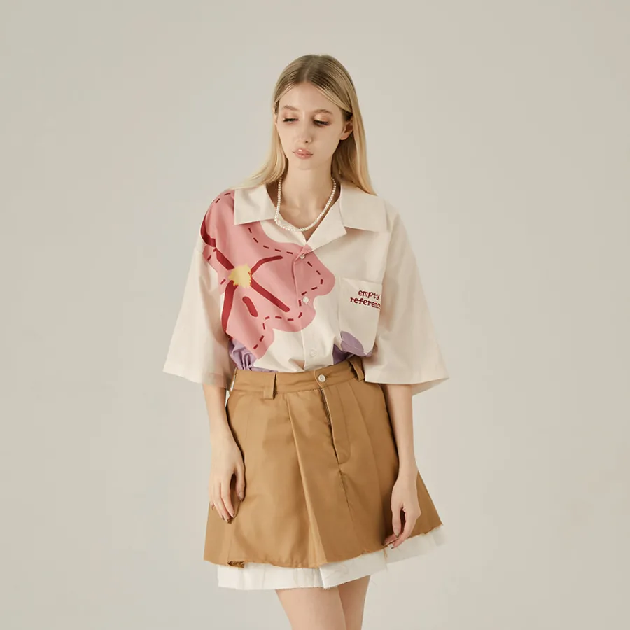 Sale Loose Floral Print Button-Up Shirt Shirts