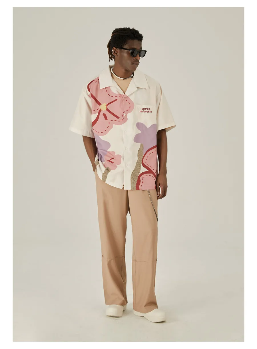 Sale Loose Floral Print Button-Up Shirt Shirts