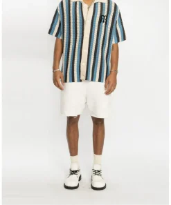 Discount Striped Crochet Collar Shirt Shirts