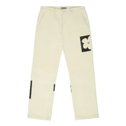 Discount Two-Tone Flower Corduroy Trousers Pants