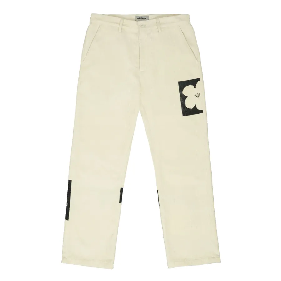 Discount Two-Tone Flower Corduroy Trousers Pants