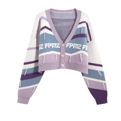 Online Retro-Colored Contrast Striped Cardigan Sweaters
