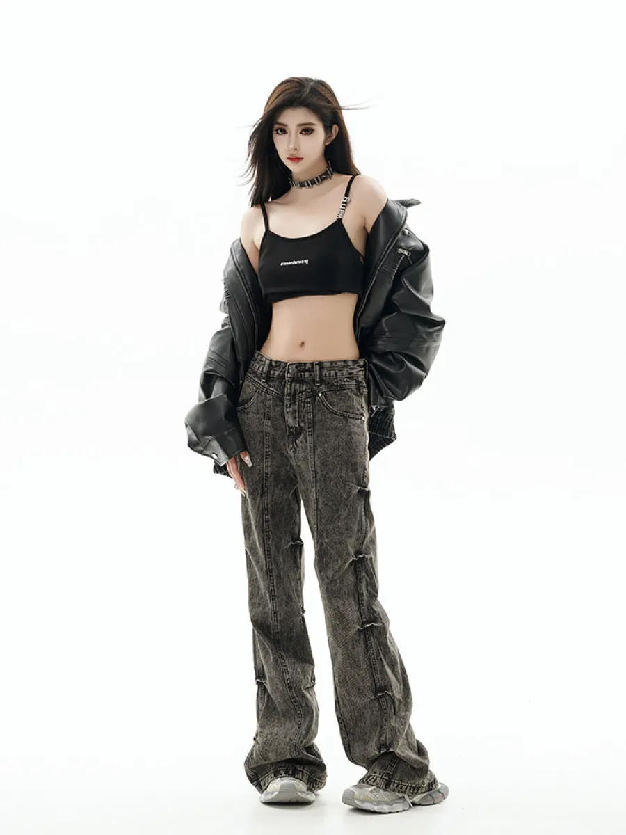 Online Acid Wash Paneled Jeans Jeans