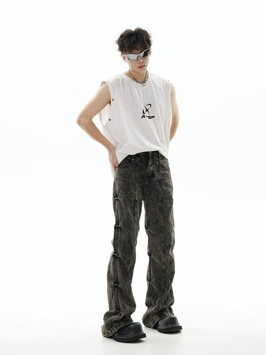 Online Acid Wash Paneled Jeans Jeans