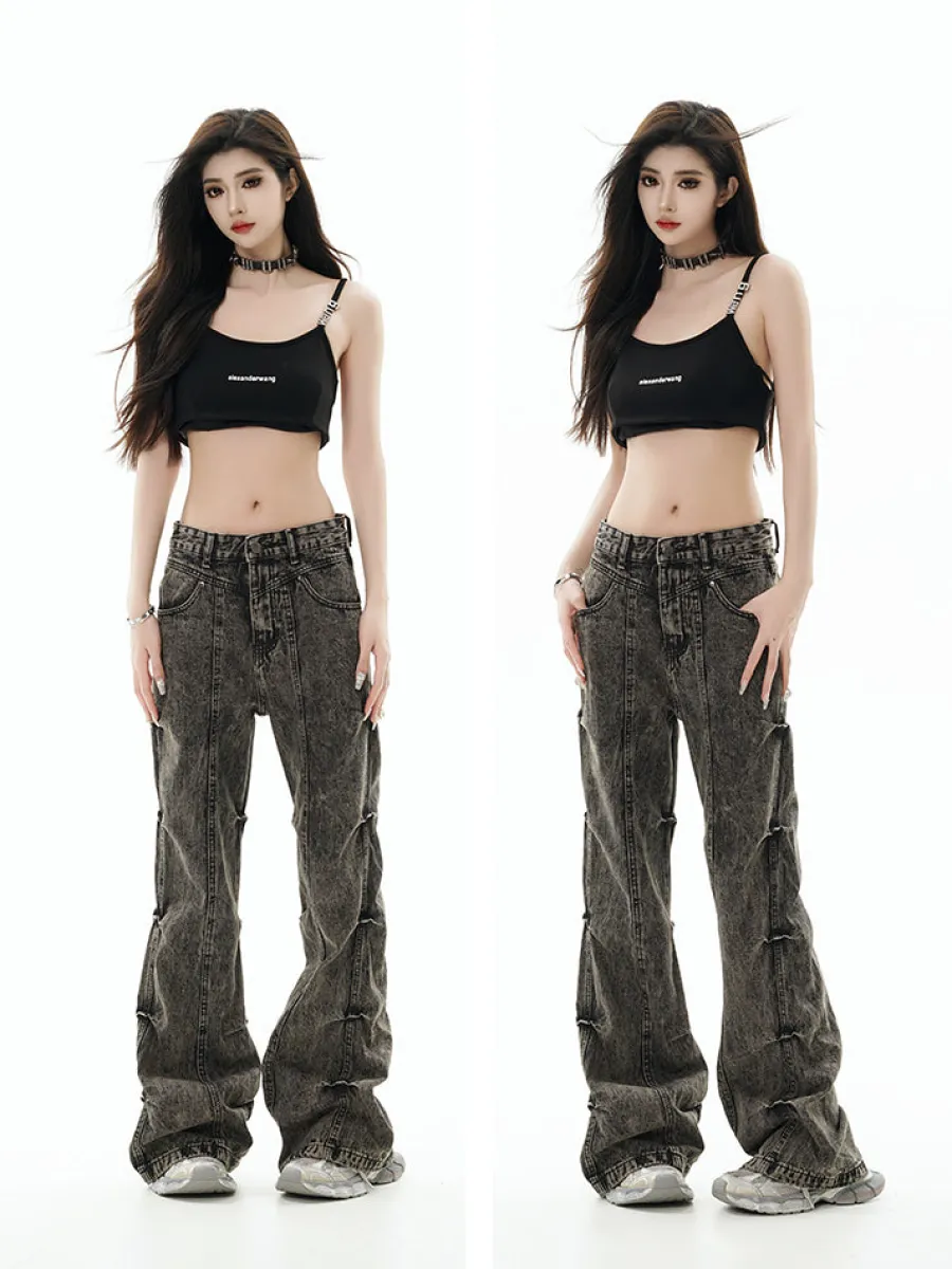 Online Acid Wash Paneled Jeans Jeans