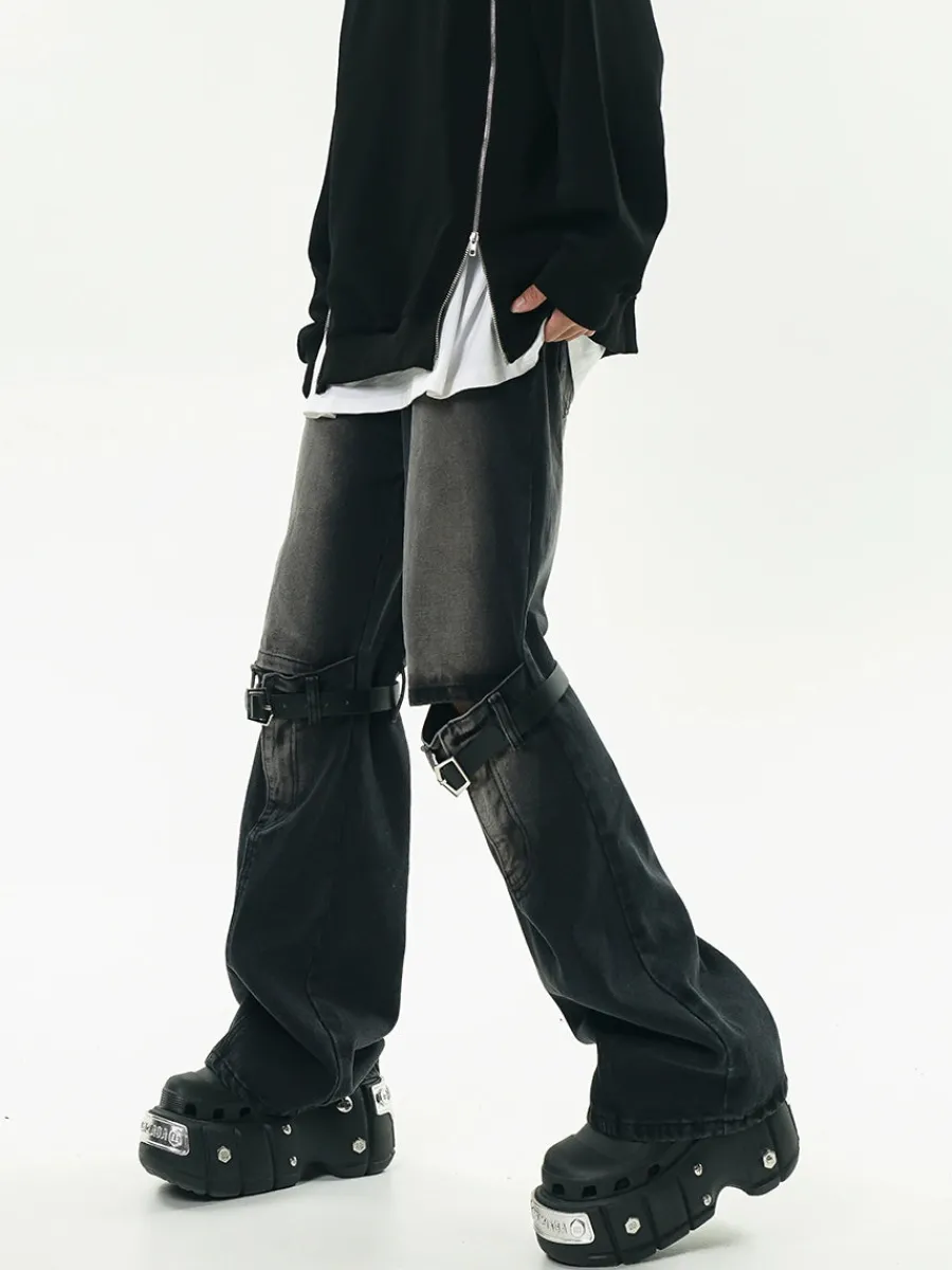 New Faded Buckle-Knee Jeans Jeans