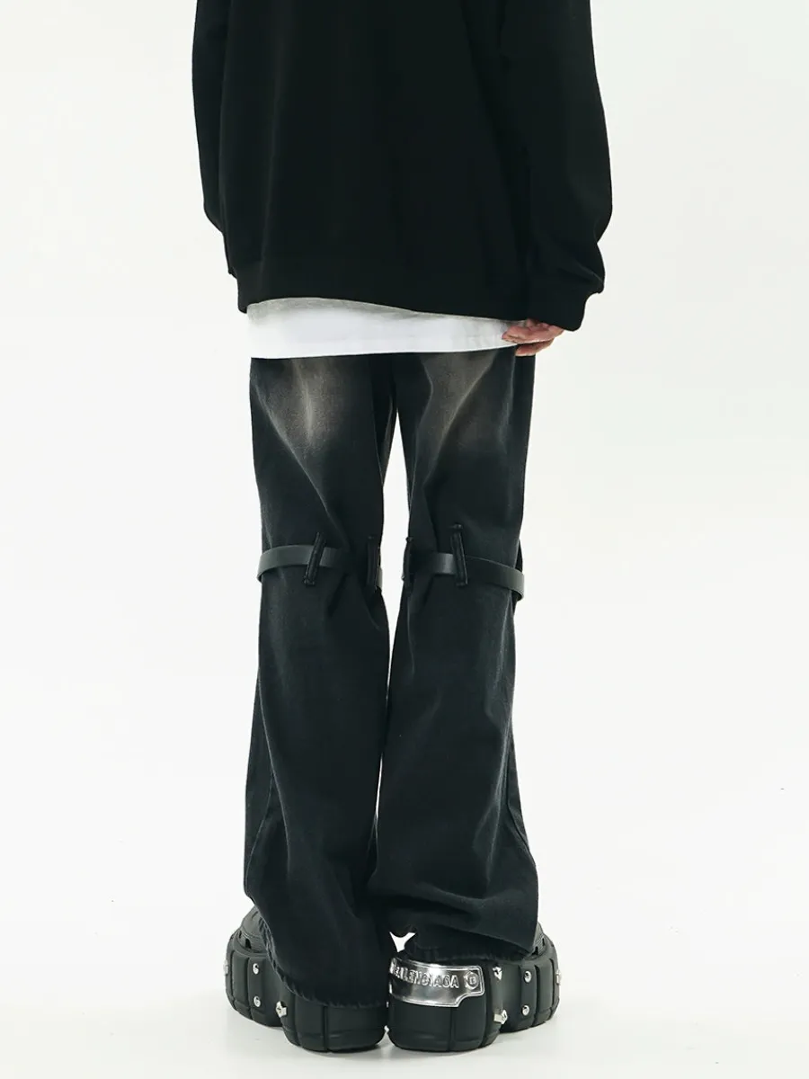 New Faded Buckle-Knee Jeans Jeans