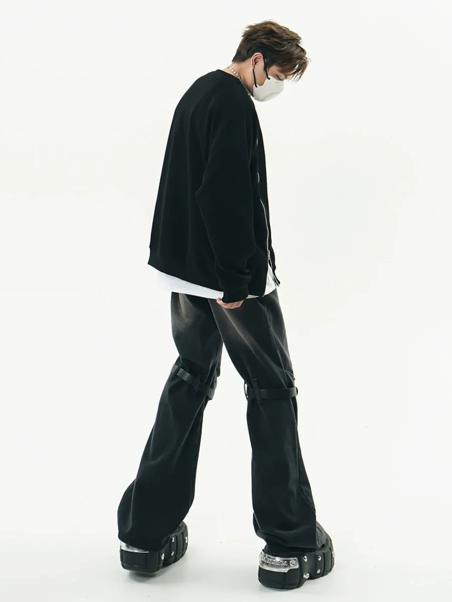 New Faded Buckle-Knee Jeans Jeans