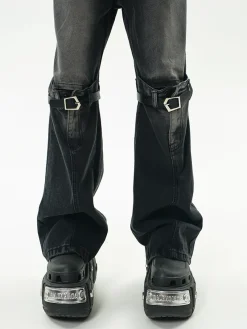 New Faded Buckle-Knee Jeans Jeans