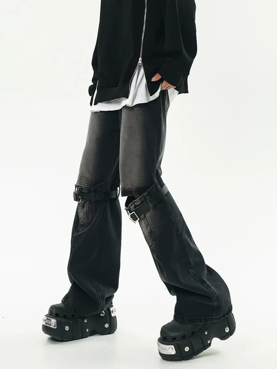 New Faded Buckle-Knee Jeans Jeans