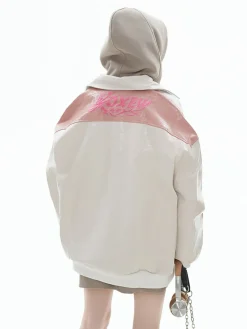 Online Two-Tone Faux Leather Jacket Jackets